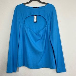 Boohoo blue cutout long sleeve top size 24